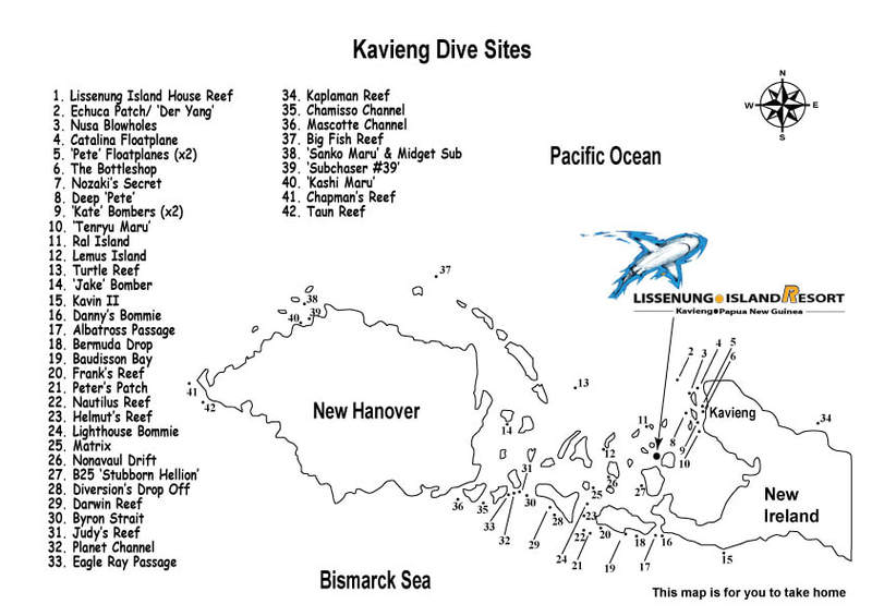 Dive site map kavieng 1